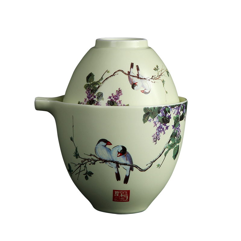 Jingdezhen ceramic cup to crack a pot of a car'll with kung fu tea set a single portable cups