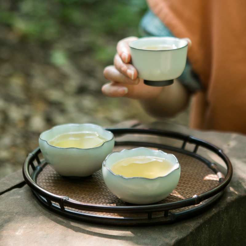 Hongying ceramic checking ru up market metrix one cup of jingdezhen porcelain tea cups kongfu tea light cup sample tea cup