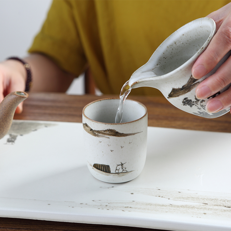 Red the jingdezhen ceramic kung fu tea set household hand - made large capacity of tea cups, teapot tea tray