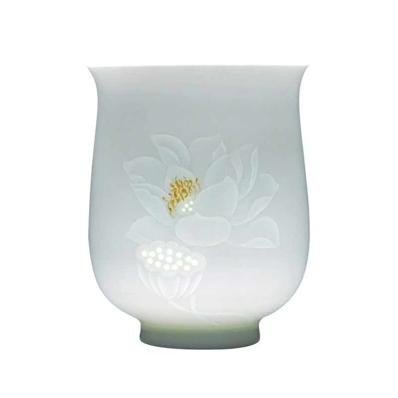 Jingdezhen ceramic masters cup single cup half knife mud hand - cut hand - made of new color white porcelain cups tea kungfu tea