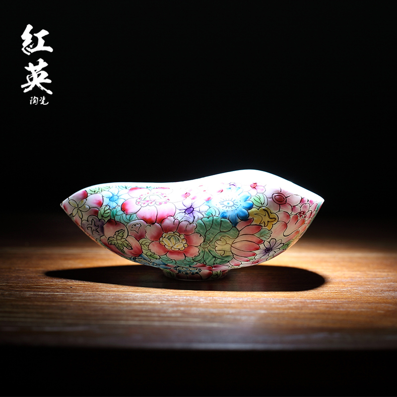 Red the jingdezhen porcelain enamel hand - made teaspoon of tea spoon, kung fu tea tea accessories shovel spoon tea is tea