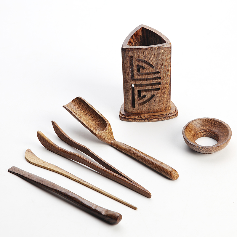 Jingdezhen kung fu tea accessories wenge tea six gentleman 's whole ChaGa teaspoons ChaZhen tea tea art