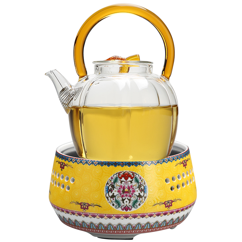 Jingdezhen colored enamel glass teapot herbal tea pu 'er the boiled tea, the electric ceramic tea stove cooking kettle suits for