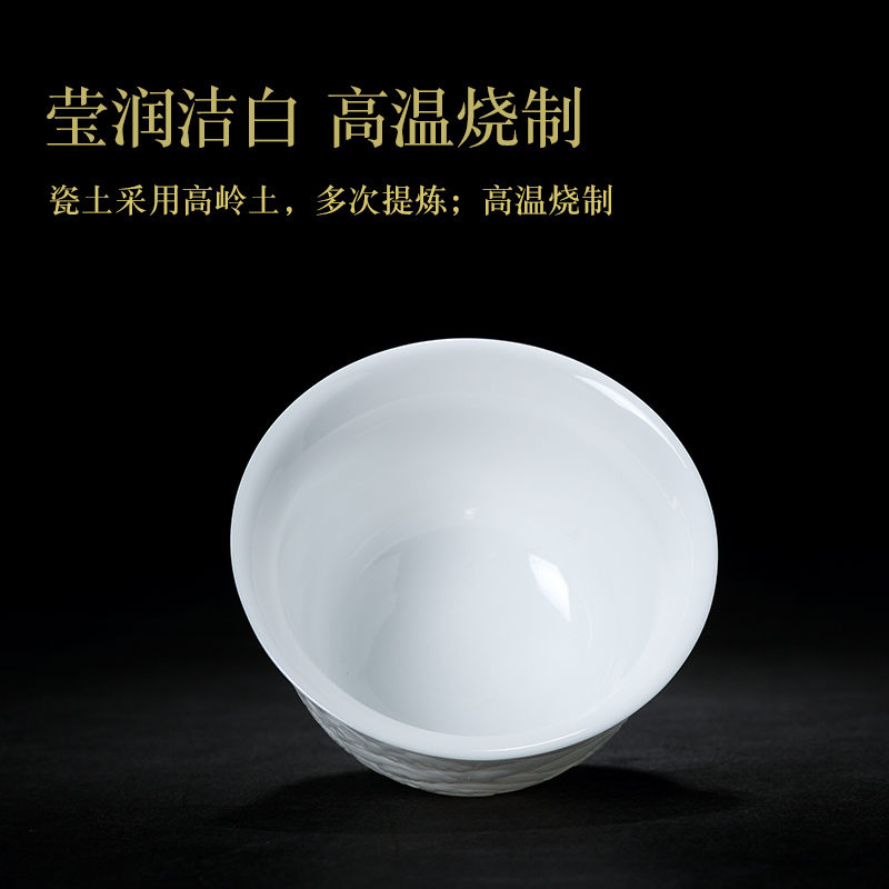 Red the jingdezhen ceramic kung fu tea set small embossment dragon white porcelain cups sample tea cup master cup single CPU