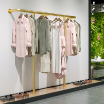 Golden Clothing Store Shelf Upper Wall Wall-mounted Golden Display Rack Womens Clothing Shop Special Clothes Hanghanger Set to do