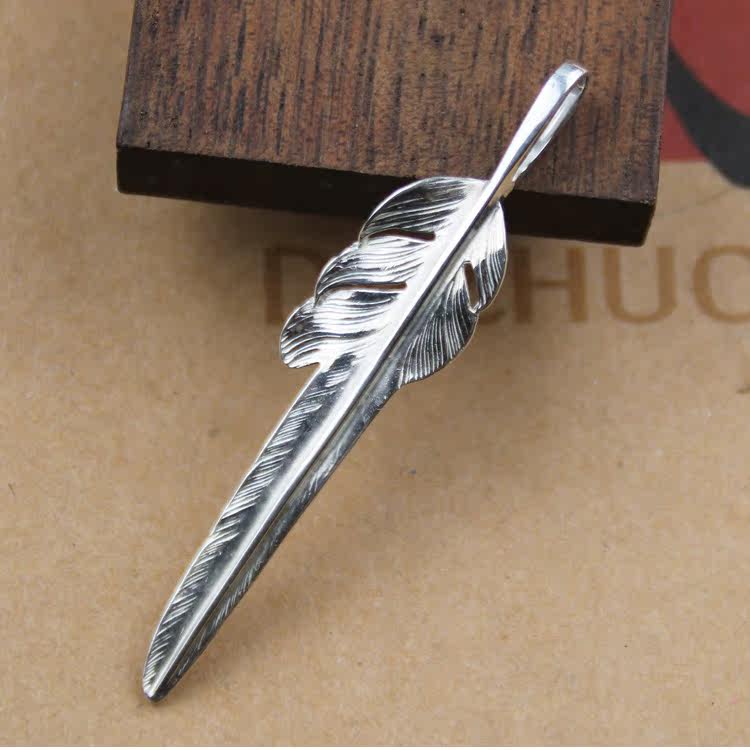 larry smith风切羽吊坠925纯银羽毛挂饰品 正品手工复刻 长尾羽毛_7折