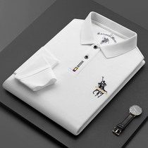 men's autumn winter polo collar long sleeve cotton business classic horsemark embroidery t-shirt trendy