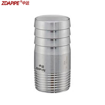 Stainless steel 304 external thread leather pipe joint external tooth pipe head bright polished silk mouth pagoda head barbed bamboo joint