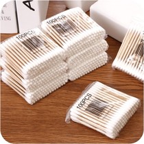 100-1000 double head wooden cotton swab sanitary cotton swab woman makeup beauty cleaning ear cotton swab