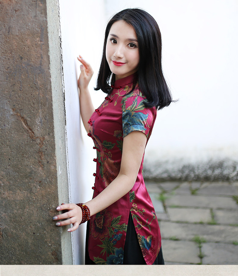 唐装风旗袍式上衣茶服女长款改良女式盘扣民国风复古中式女装