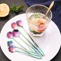 Household Gold Stainless steel Sakura Stirring spoon Cute delicate coffee spoon Small short milk juice drink long handle