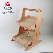 Art Pinders Bakery Bread Rack Baking Soft-mounted Flat Rack Solid Wood Iron Bilayer Bakery Cake Pendulum