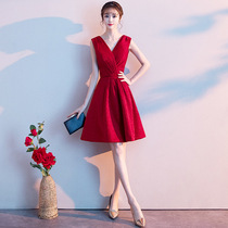 Bride toast 2020 new short models can wear wine red wedding party dress dress dress women