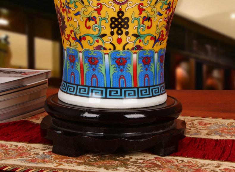 Chinese style of the ancients of jingdezhen ceramics colored enamel porcelain vase Huang Fushou furnishing articles fashionable household decoration decoration