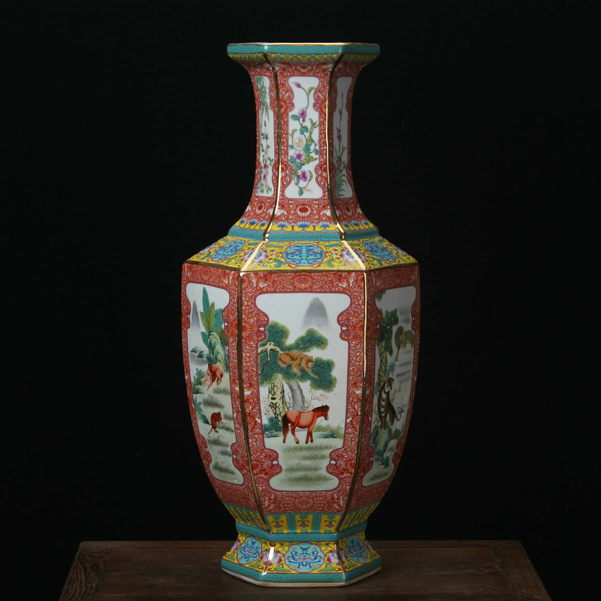 Jingdezhen ceramics vase archaize principal colored enamel over the six - party vases, Chinese style household furnishing articles