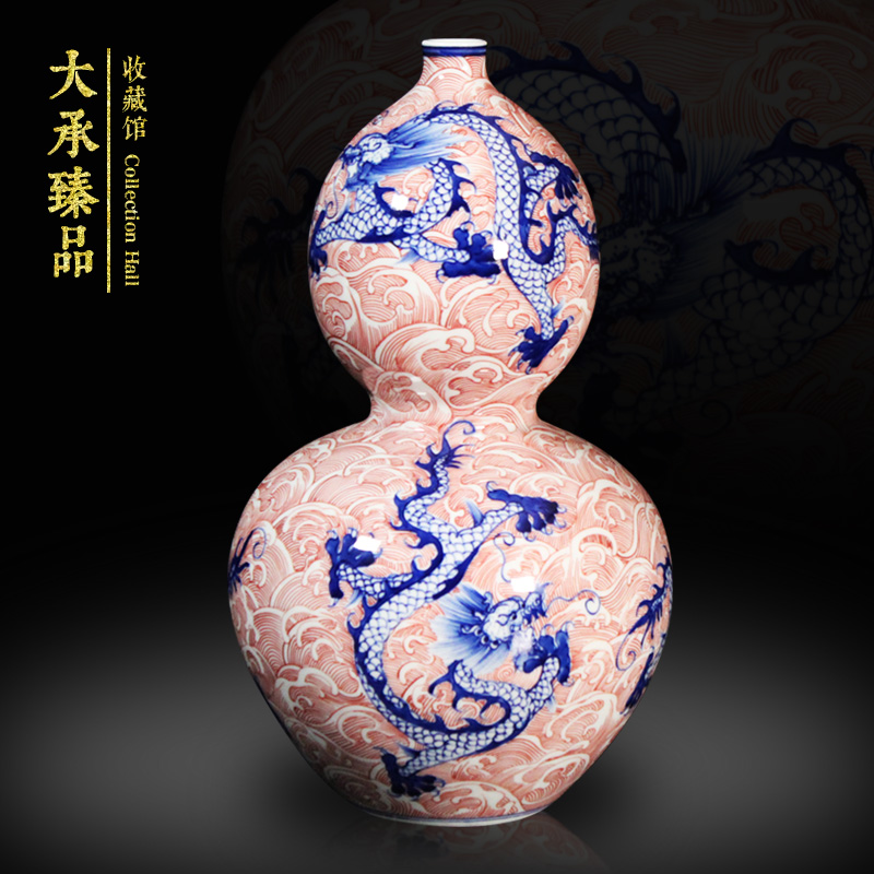 JingDeDe ceramics town of antique Chinese blue and white youligong tenglong gourd vase study crafts are sitting room