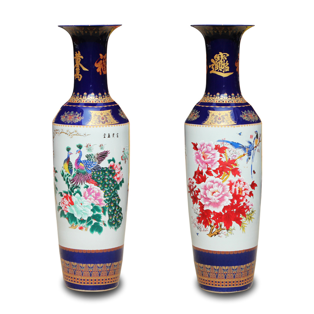 Jingdezhen ceramics powder enamel prosperous CV 18 fashionable sitting room of large vase peony decorative crafts