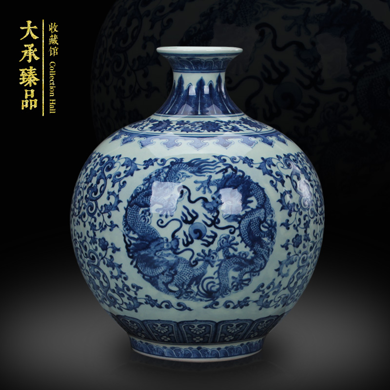 Archaize of jingdezhen blue and white porcelain dragon playing bead study of classical Chinese style household adornment handicraft furnishing articles sitting room