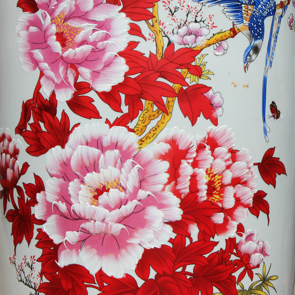 Jingdezhen ceramics powder enamel prosperous CV 18 fashionable sitting room of large vase peony decorative crafts