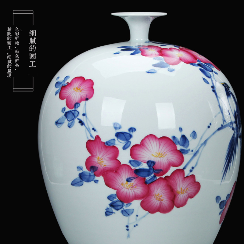 Jingdezhen blue and white youligong hand - made ceramics painting of flowers and Chinese style household handicraft furnishing articles furnishing articles vase