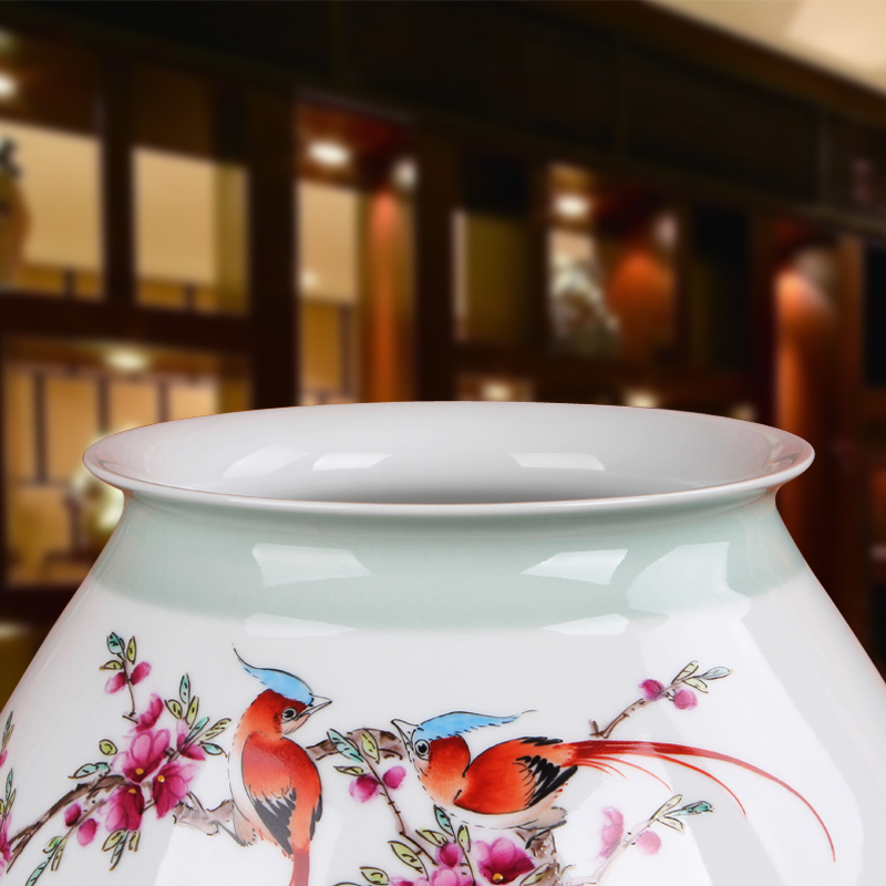 Famous Xia Guoan jingdezhen ceramics vase upscale gift hand famille rose porcelain vase peony pay-per-tweet