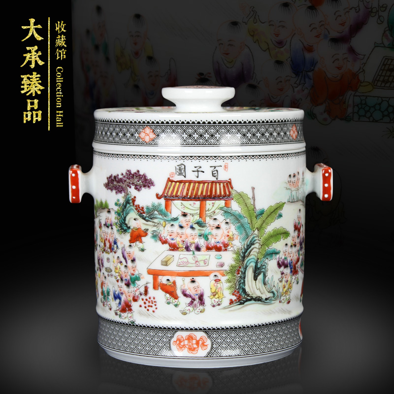 Jingdezhen ceramics antique hand - made pastel the ancient philosophers figure storage tank and tank caddy fixings Chinese handicraft furnishing articles