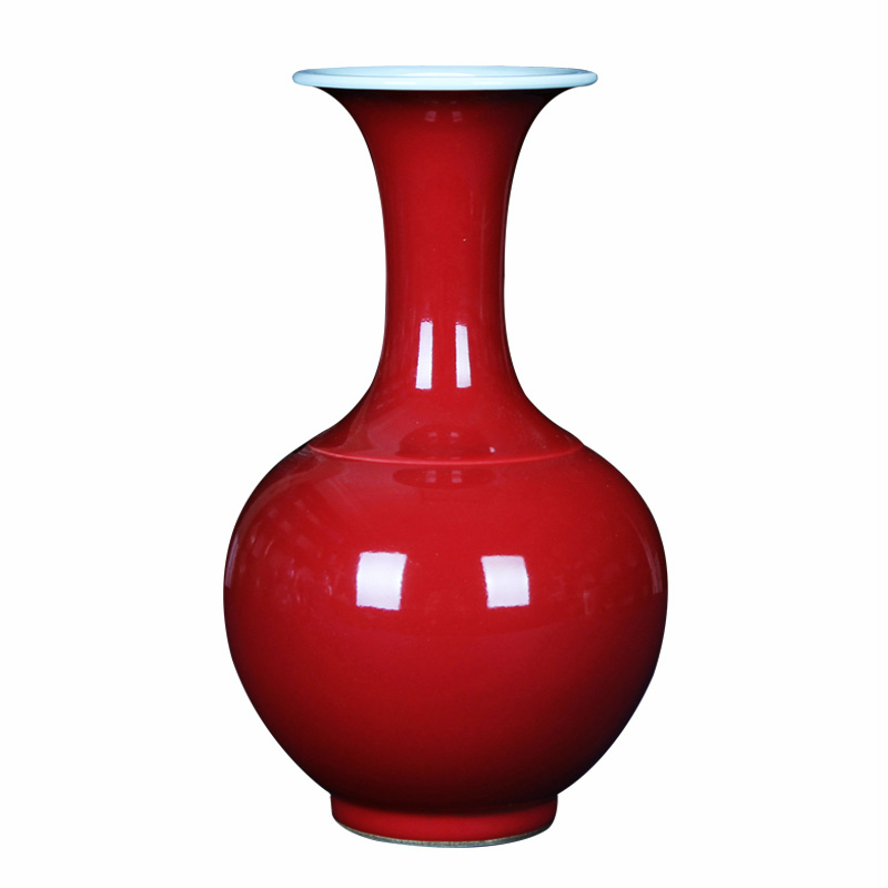 Jingdezhen ceramics classic Chinese red vase small Chinese rich ancient frame mesa adornment handicraft furnishing articles