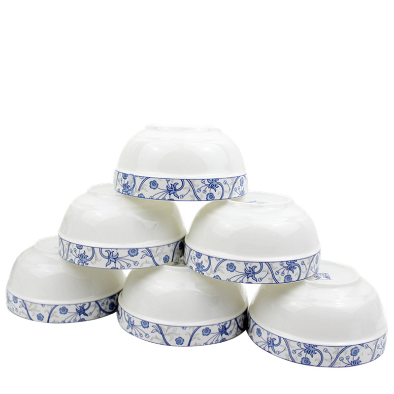 The livelihood of The people to both lotus bloom edge noodles bowl of soup bowl 4.5 "5" 6 "job elegant light blue bowls