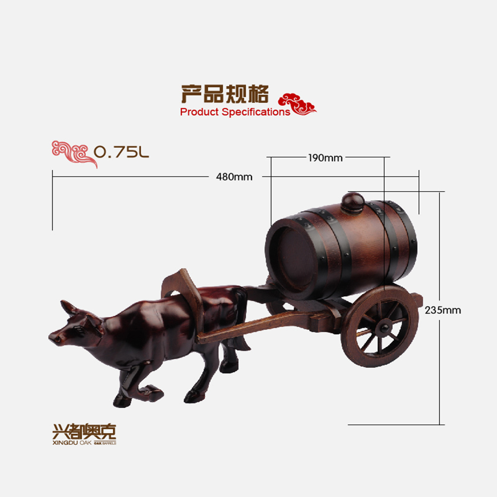 oak wine barrel solid wood hand-carved horse-drawn carriage home furnishings wine housewarming creative gifts oak barrel carriage