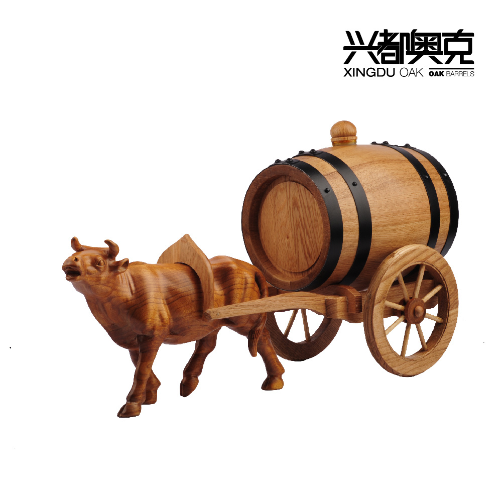 oak wine barrel solid wood hand-carved horse-drawn carriage home furnishings wine housewarming creative gifts oak barrel carriage