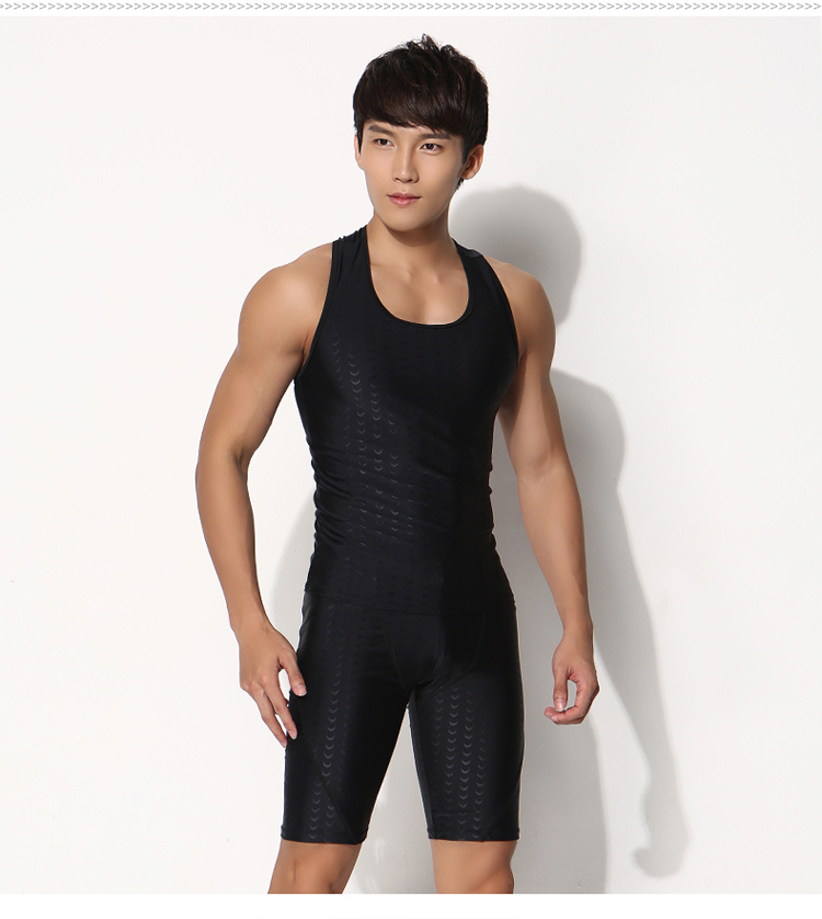 佑游新款男士泳衣背心 男式弹力紧身黑色上衣游泳装温泉冲浪泳衣