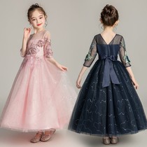 Summer girls dress children long skirt dress little girl princess skirt flower boy host Liyi performance costume summer