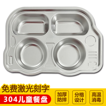 304 food grade stainless steel childrens plate grid cartoon student eating plate kindergarten drop tableware cute