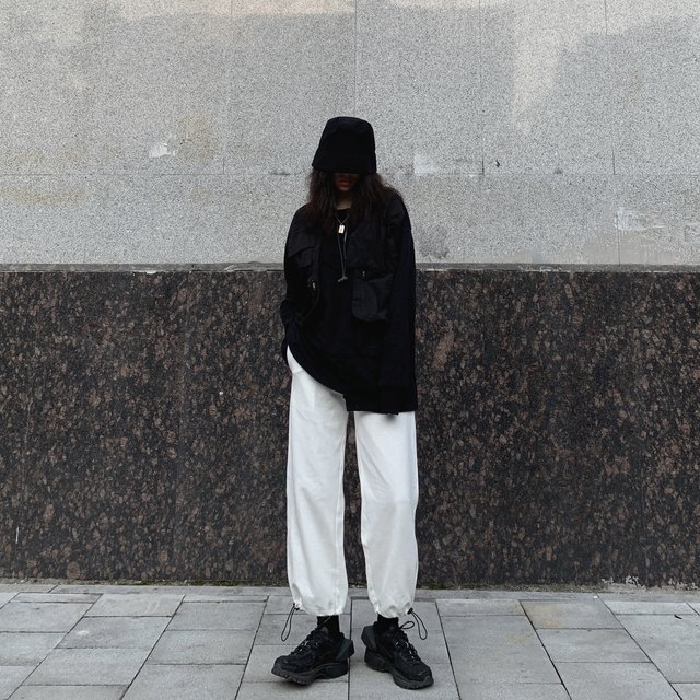 Tide brand Kldinor tooling draw rope foundation white casual beam trousers loose thin men's goddess pants retro Tide brand Kldinor tooling draw rope foundation white casual beam trousers loose thin men's goddess pants retro