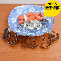 DIY baking tool digital 9-piece set of biscuit mold stainless steel set flip candy cake mold