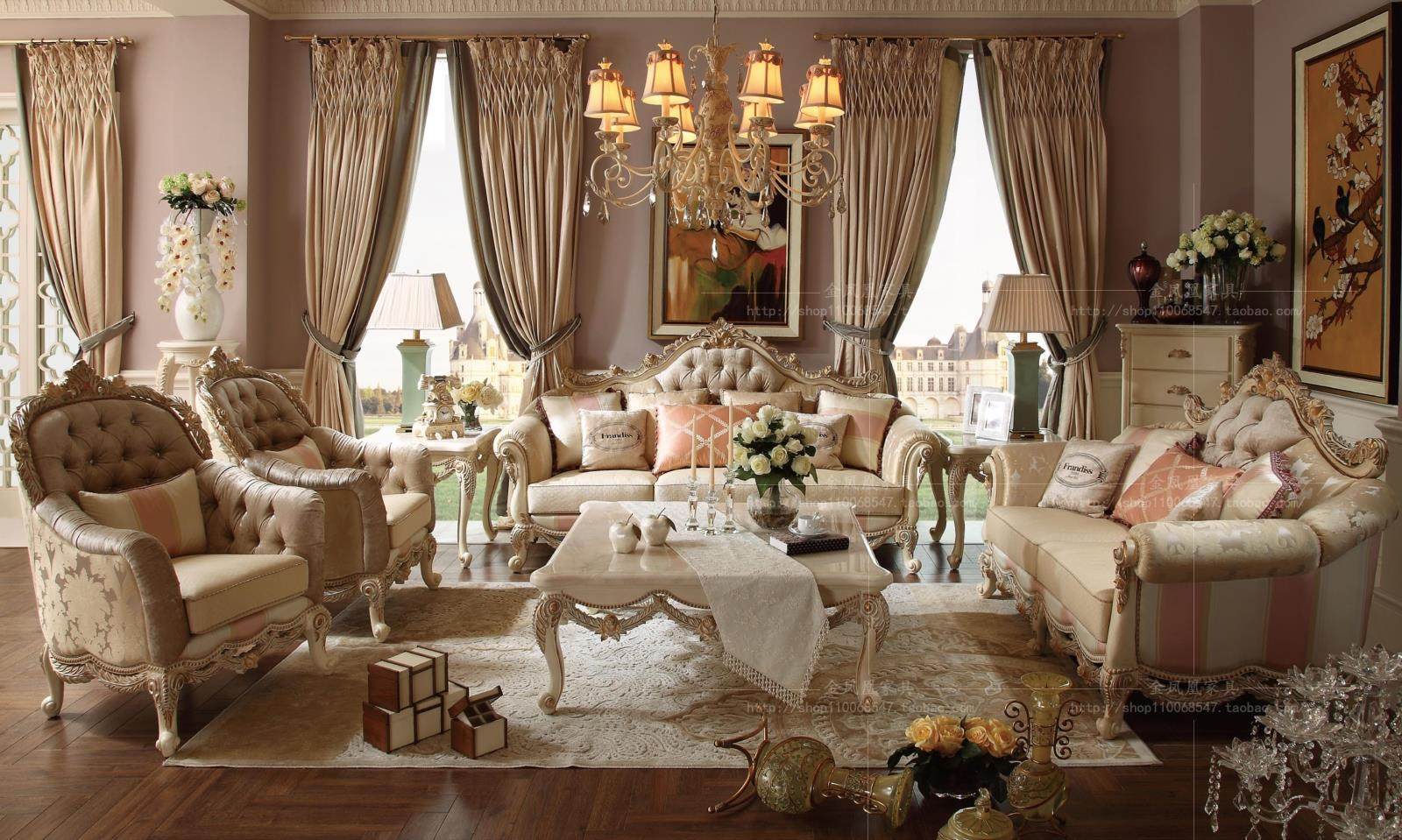 欧式布艺沙发组合实木123沙发组合客厅别墅奢华家具茶几边几特价