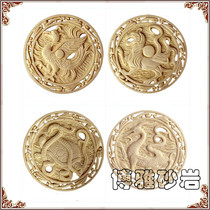 Sandstone European-style pendant Four gods and beasts sculpture Feng Shui town house decoration Qinglong sculpture art relief three-dimensional mural