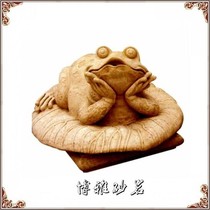 Special price sandstone FRP sculpture Sandstone relief frog fountain Garden flower pot decoration Courtyard waterscape sculpture
