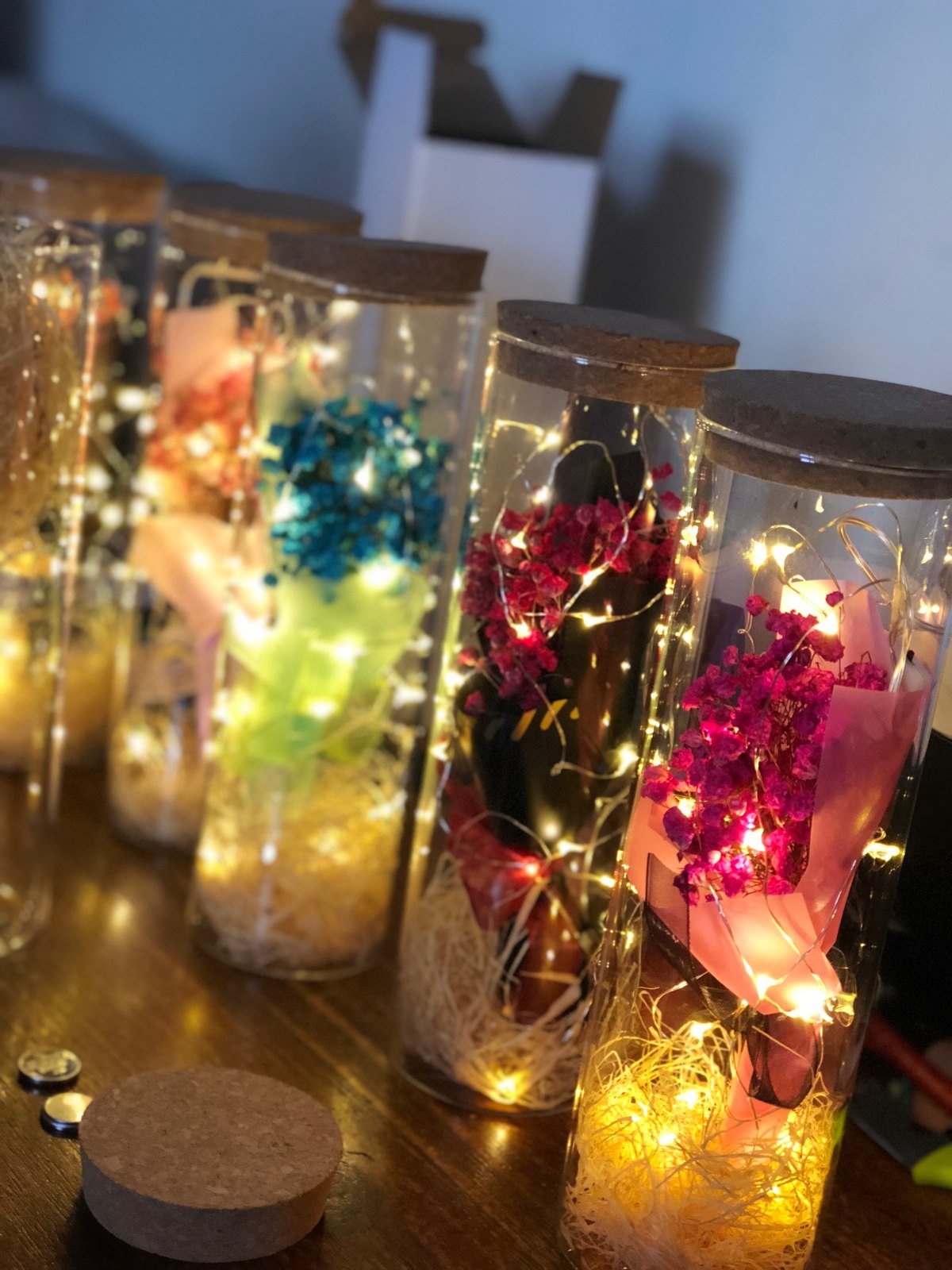 抖音同款满天星干花led灯串许愿瓶花束迷你小束闺蜜生日老师礼物