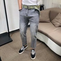 Slim small feet jeans mens trend 2021 autumn conventional washed pants Tide brand casual simple Joker trousers