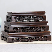 Mahogany bracket base Solid wood carving crafts rectangular ornaments Stone Qishi flower pot teapot Buddha Statue base