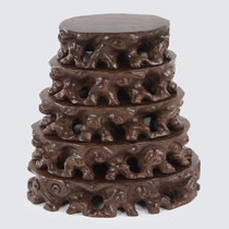 Ebony root carving base Solid wood round groovable odd stone base Flower pot landscape decoration Jade head wooden bracket base