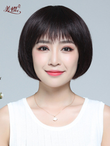 Wiggirl short hair real human hair style middle-aged elderly lady mother natural round face full-haired hairstress