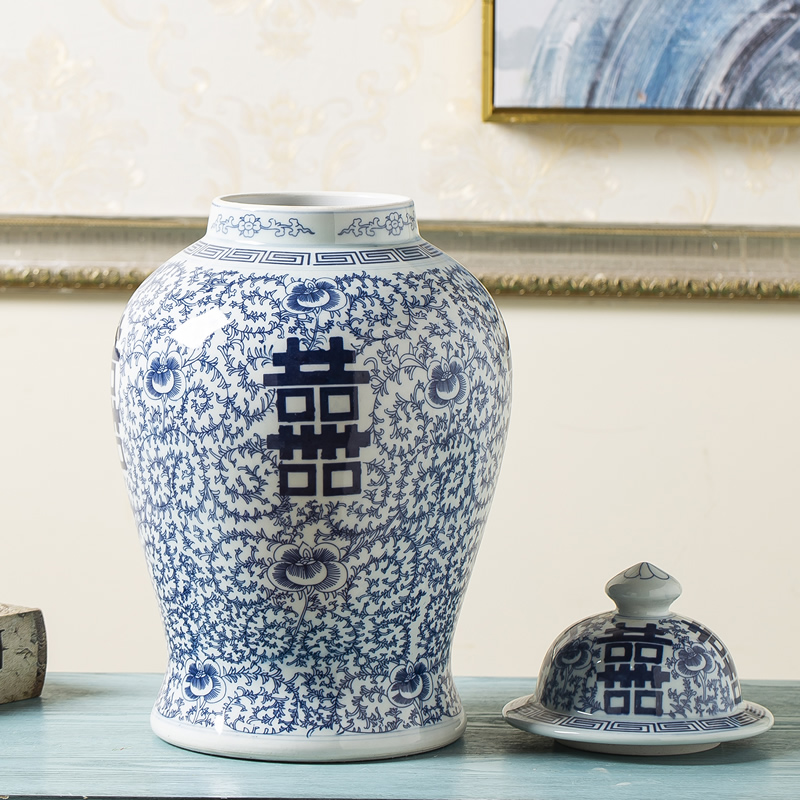 Jingdezhen new Chinese style originality general pot vase furnishing articles sitting room porch flower POTS of blue and white porcelain ornaments