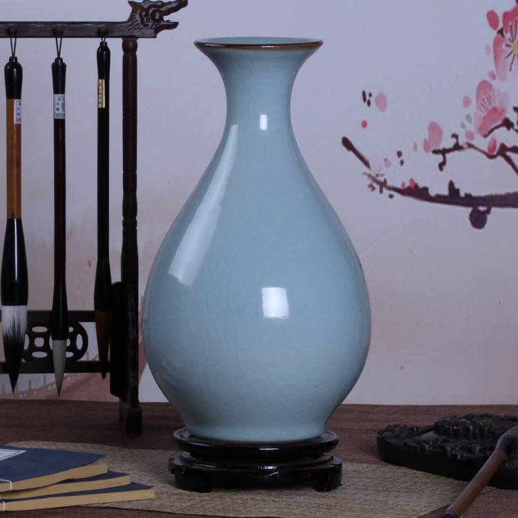 Archaize of jingdezhen ceramic up crack shadow blue glaze vase household adornment handicraft decoration furnishing articles sitting room