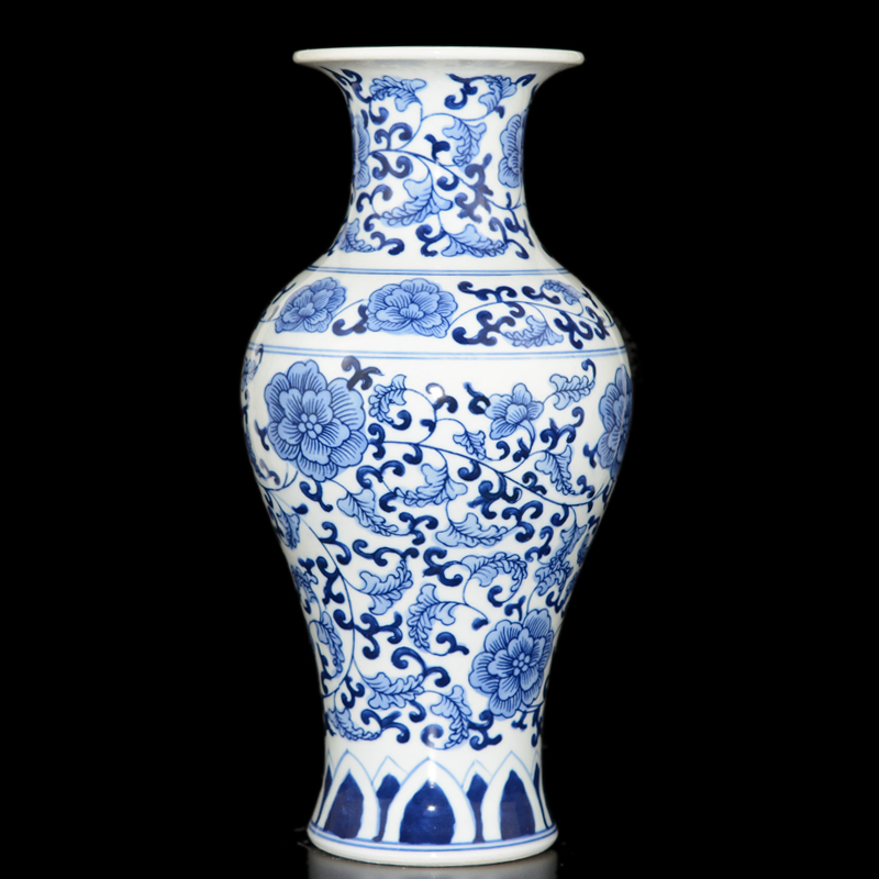 Jingdezhen ceramic manual hand - made under glaze blue and white porcelain vase color archaize sitting room small handicraft rich ancient frame furnishing articles