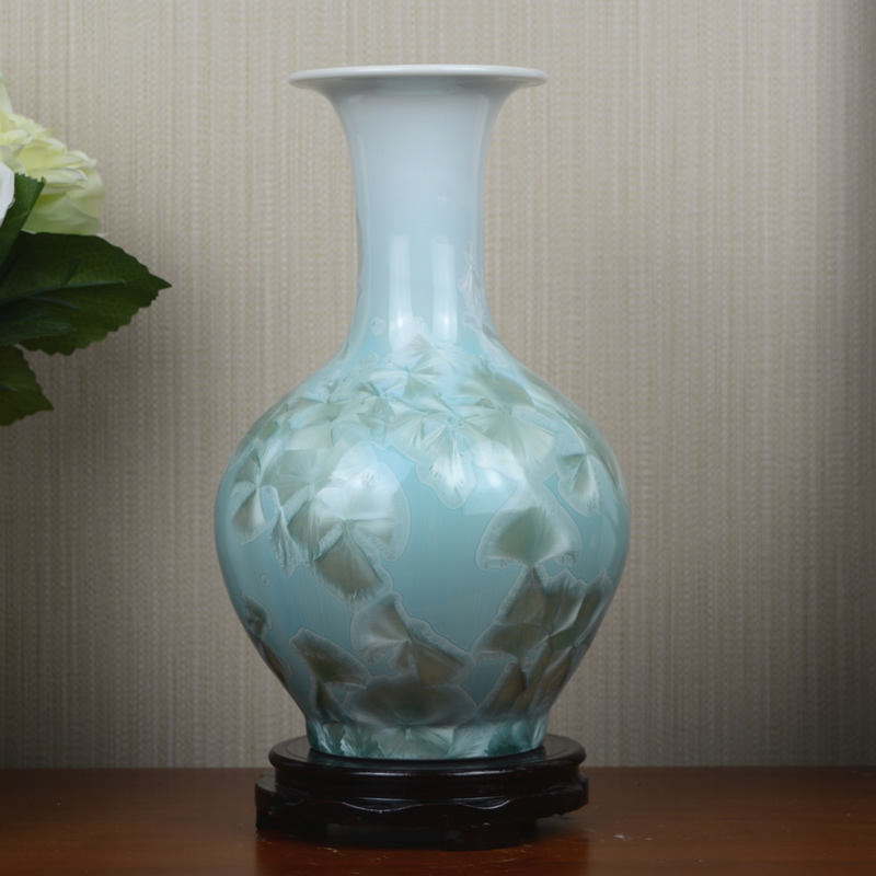 Jingdezhen crystalline glaze ceramic vase dried flowers flower arrangement sitting room European - style table creative household soft adornment is placed