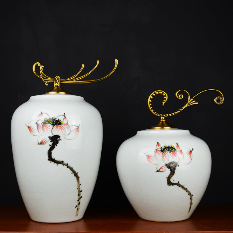 Jingdezhen ceramic pot Chinese hand - made lotus sitting room between example creative household soft adornment handicraft furnishing articles