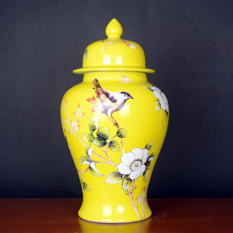 Jingdezhen porcelain pot vase flower arrangement sitting room of large storage tank wine household soft adornment is placed between the example