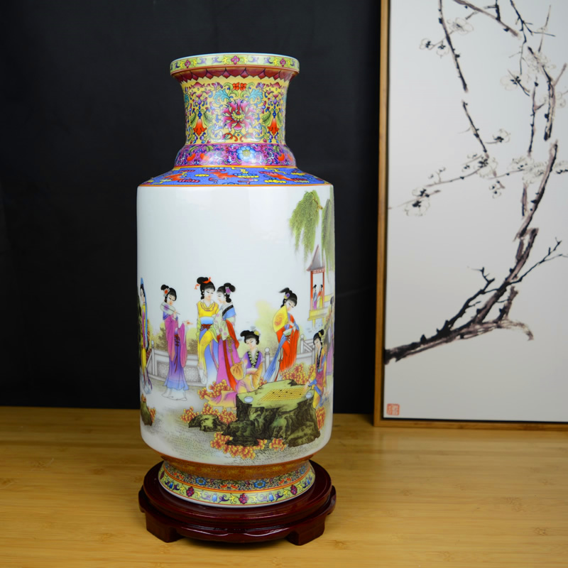 Jinling twelve women of jingdezhen ceramics vase painting Chinese wind rich ancient frame sitting room adornment handicraft furnishing articles